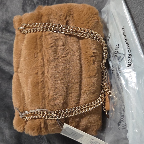 A New Day Brown Faux Fur Chain Bag - Picture 5 of 7